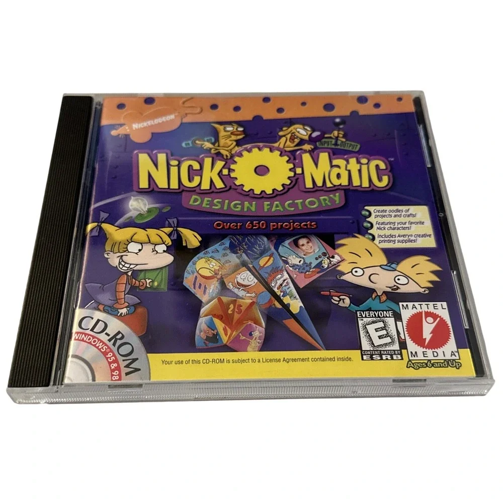 Nick-O-Matic Design Factory PC CD-ROM 1999 Nickelodeon Rugrats Hey Arnold Mattel
